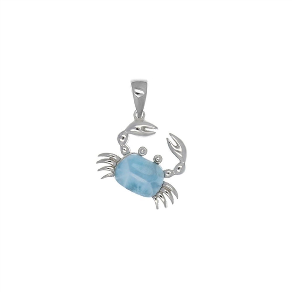 925 Sterling Silver Larimar Crab Pendant 2.57 gm